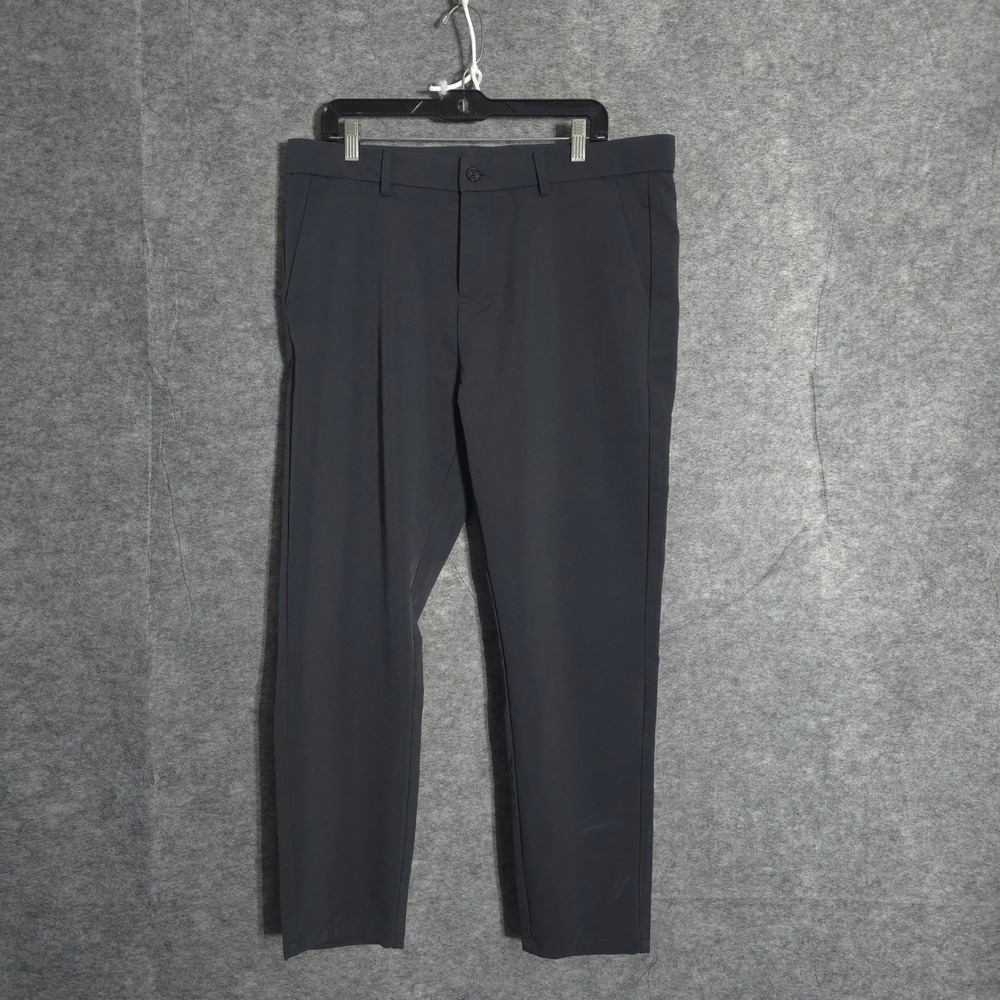 Plaid&Plain Skinny Fit Dress Pants Men 38x28 Charcoal Grey Stretch Trousers 7101